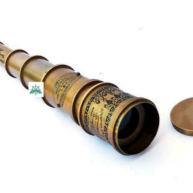 Antique Brass 18" Victorian Telescope Copper Nautical Vintage Spyglass Marine - WoodenTwist