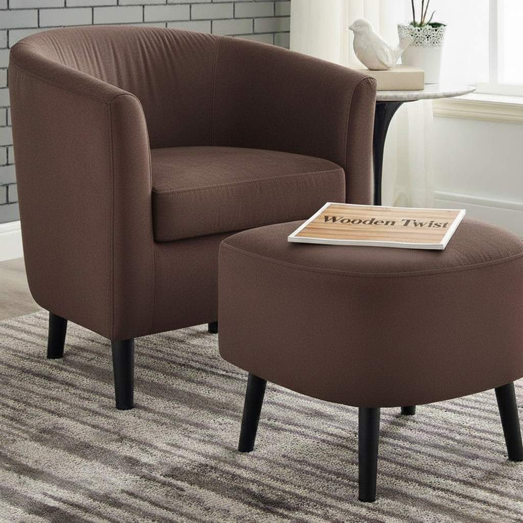 Wooden Twist Nexus Teak Wood Sleeper Chair with Ottoman Stool For Living Room