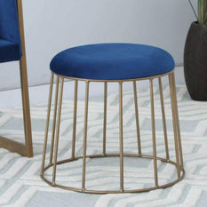 Pipe Ottoman Blue Cushion - WoodenTwist