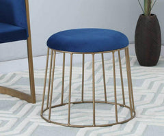 Pipe Ottoman Blue Cushion - WoodenTwist