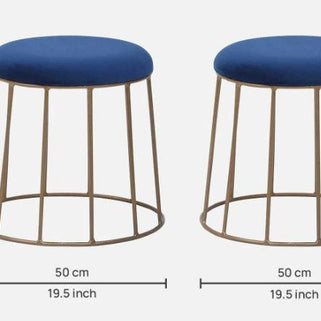 Pipe Ottoman Blue Cushion - WoodenTwist