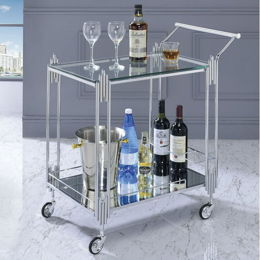 Modern Nickel Tone Stainless Steel Rectangle Trolley - Front View