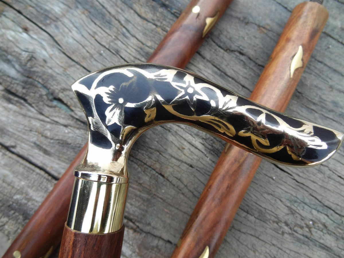 Antique Brass Handle Walking Cane