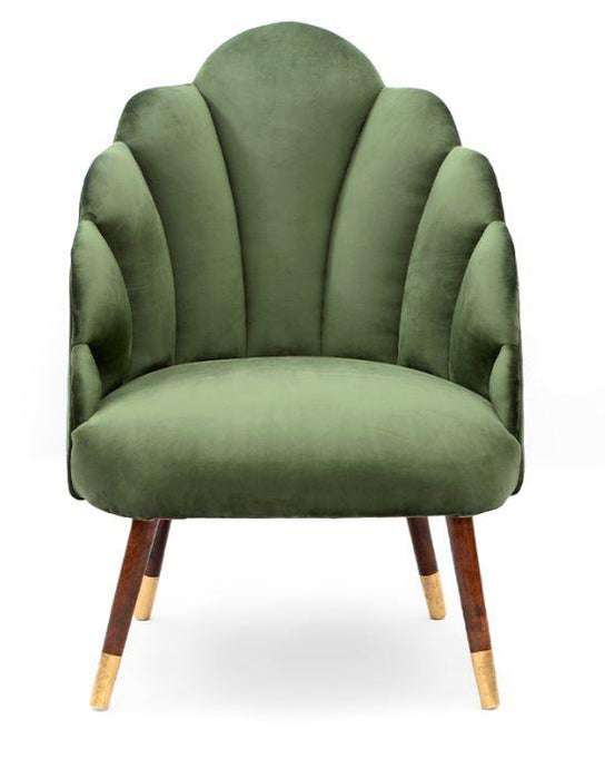 Mango Wood Peacock Chair In Velvet Green Colour - WoodenTwist