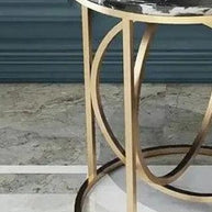 Rounded Side Table in Lavish Gold with a Luxurious Black Marble ( Iron ) - WoodenTwist