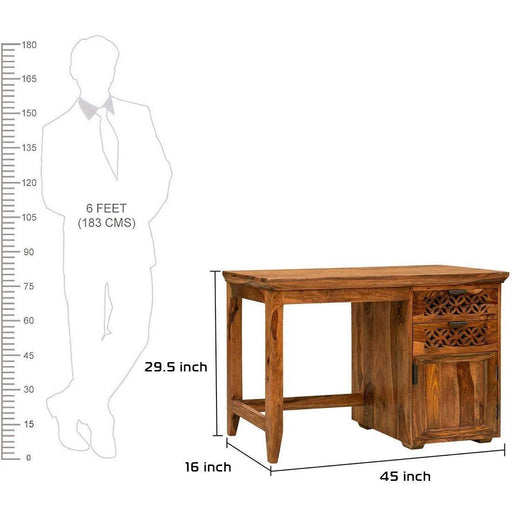 Sheesham Wood CNC Design Study Table - WoodenTwist