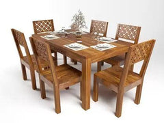 Solid Sheesham Wood CNC 6 Seater Dining Table - WoodenTwist