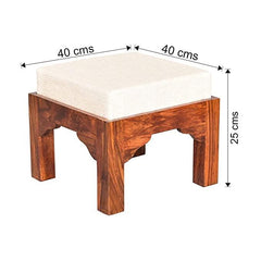 Square Shape Solid Wood Coffee Table with 4 Stools - WoodenTwist