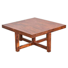 Square Shape Solid Wood Coffee Table with 4 Stools - WoodenTwist