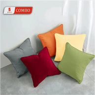 Wooden Twist Fabrahome Soft Velvet Fabric Plain Cushion Cover Pack of 2 ( Assorted ) - WoodenTwist
