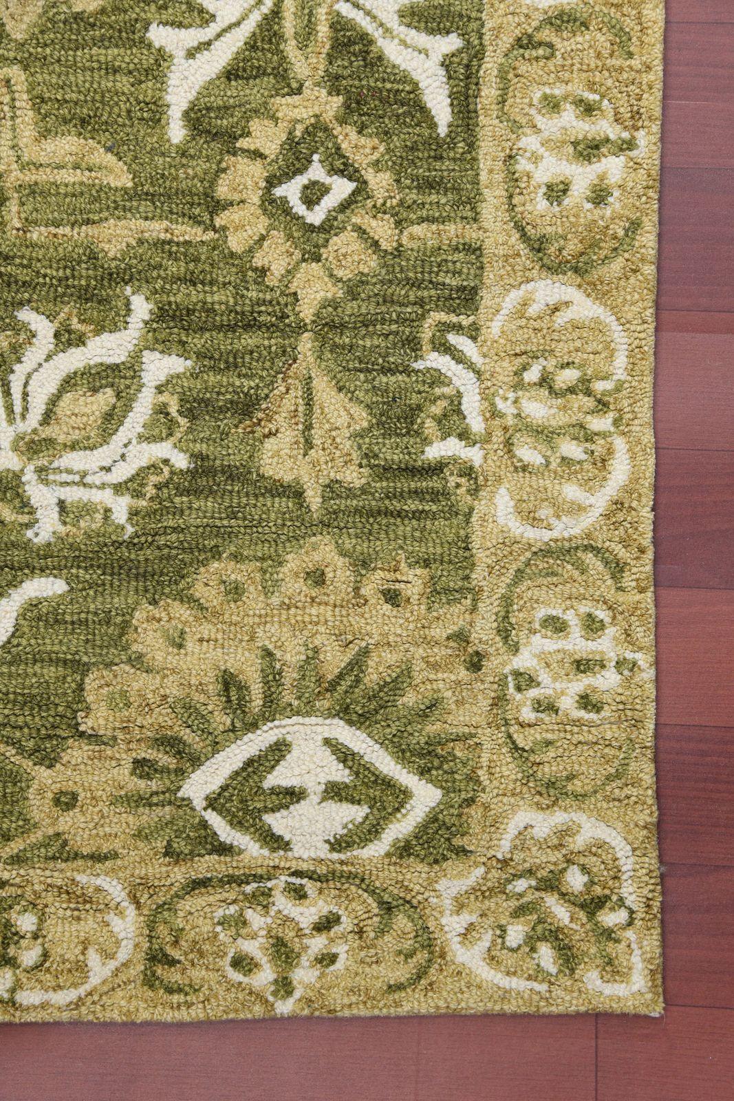 Hand Tufted Romania Olive Green Color Carpet - WoodenTwist