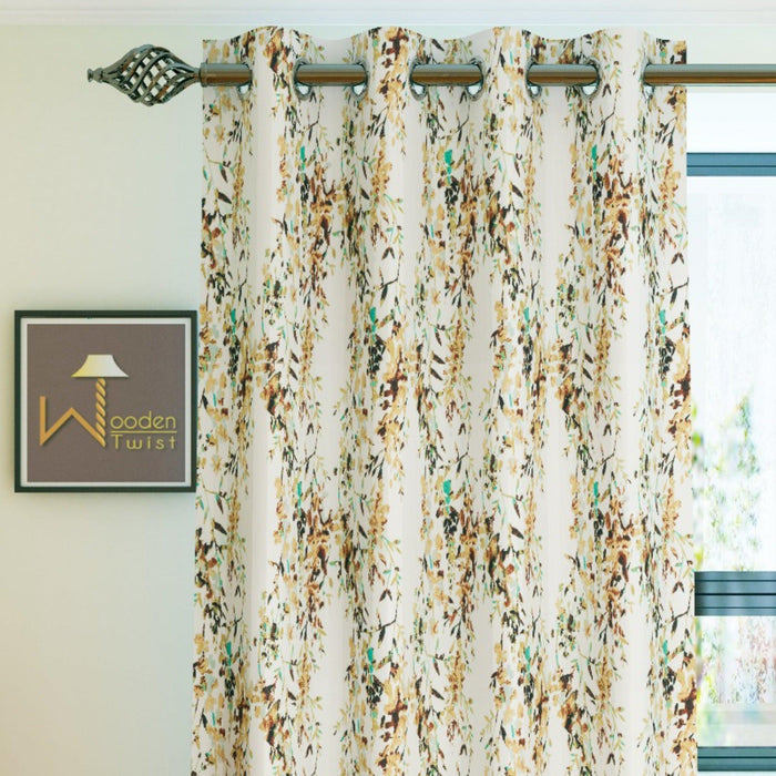 Fabrahome Light Filtering 10 Ft Rectangular Holland Fabric Curtain ( Mustard ) - WoodenTwist
