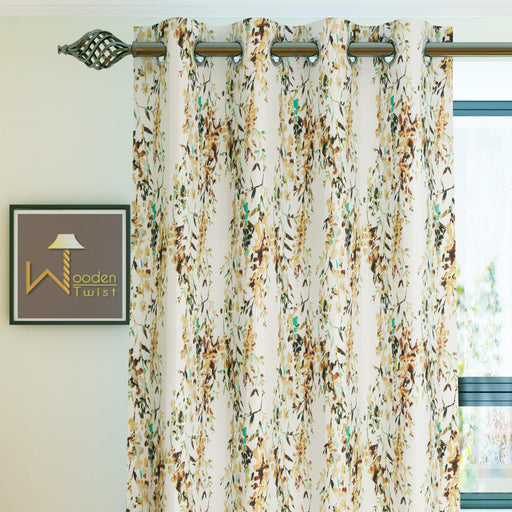 Fabrahome Light Filtering 4.5 Ft Holland Fabric Window Curtain ( Mustard ) - WoodenTwist
