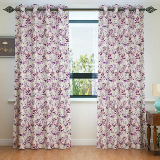 Fabrahome Light Filtering 10 Ft Rectangular Holland Fabric Curtain ( Purple ) - WoodenTwist