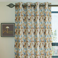 Fabrahome Light Filtering 10 Ft Rectangular Holland Fabric Curtain ( Floral ) - WoodenTwist