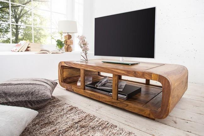 Sheesham Wood Curved Design TV Unit - WoodenTwist