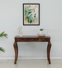 Solid Sheesham Wood Console Table With Curved Legs - WoodenTwist