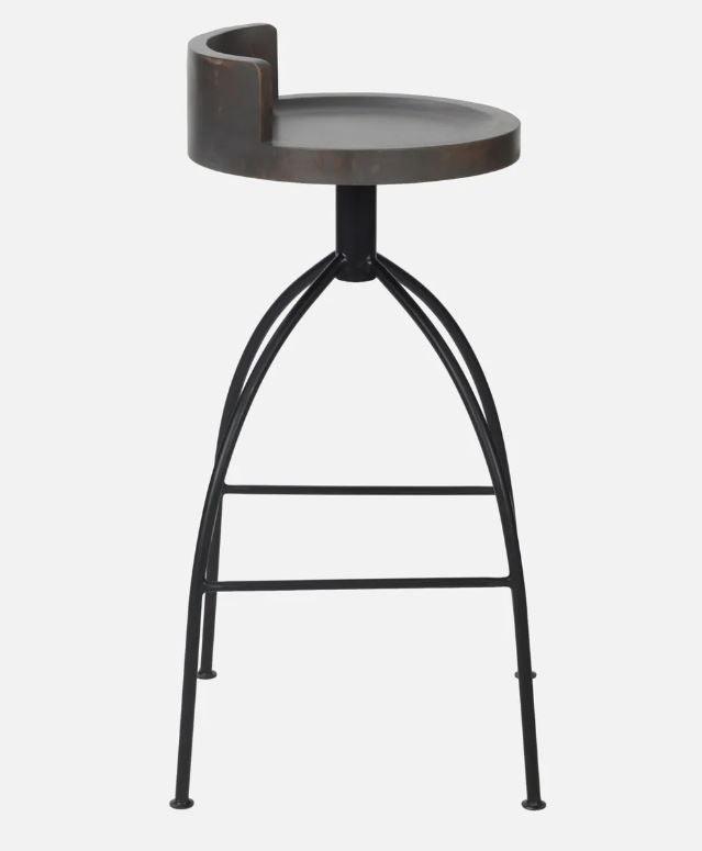 Mango Wood Bar Stool In Black Metal Legs - WoodenTwist