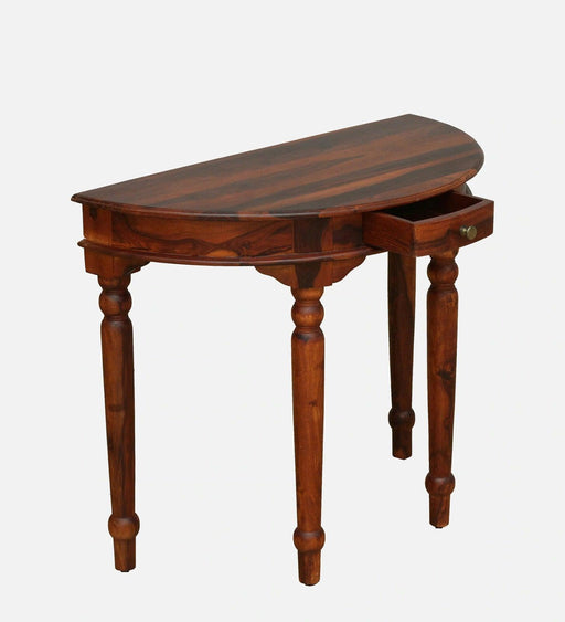 Solid Sheesham Wood Console Table D-Shape - WoodenTwist