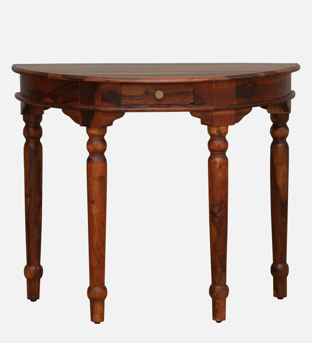 Solid Sheesham Wood Console Table D-Shape - WoodenTwist