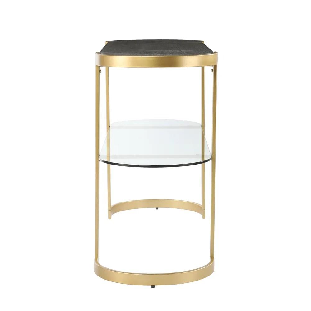 Oval Console Table 2 Tier with wooden and Glass Top - WoodenTwist