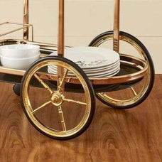 Latvia Gold Bar cart Trolley 2 Tier (Iron) - WoodenTwist