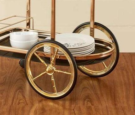 Latvia Gold Bar cart Trolley 2 Tier (Iron) - WoodenTwist