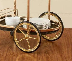 Latvia Gold Bar cart Trolley 2 Tier (Iron) - WoodenTwist