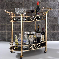 Luxurious golden iron oval trolley