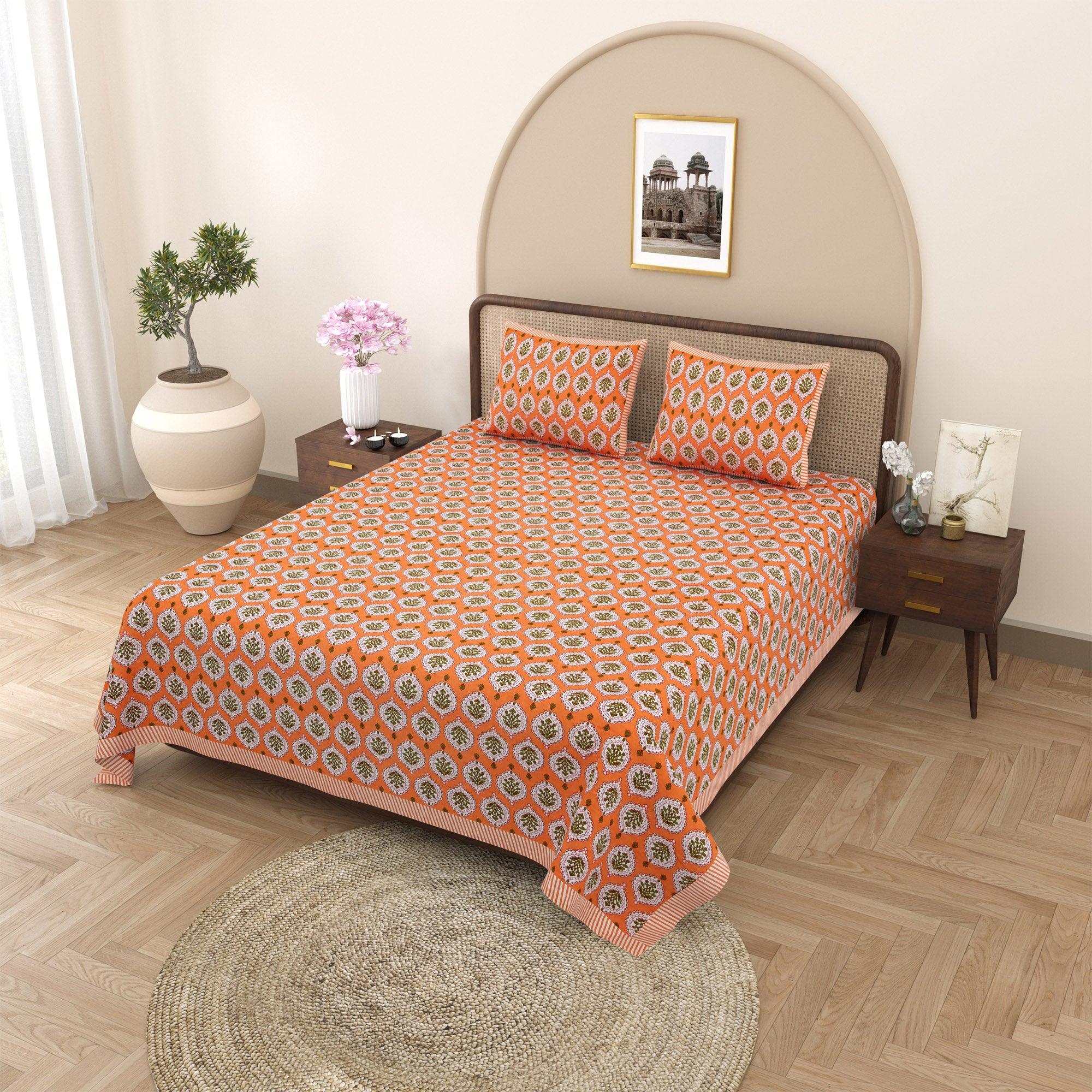 Jaipuri Pure Cotton Double Bedsheet Set