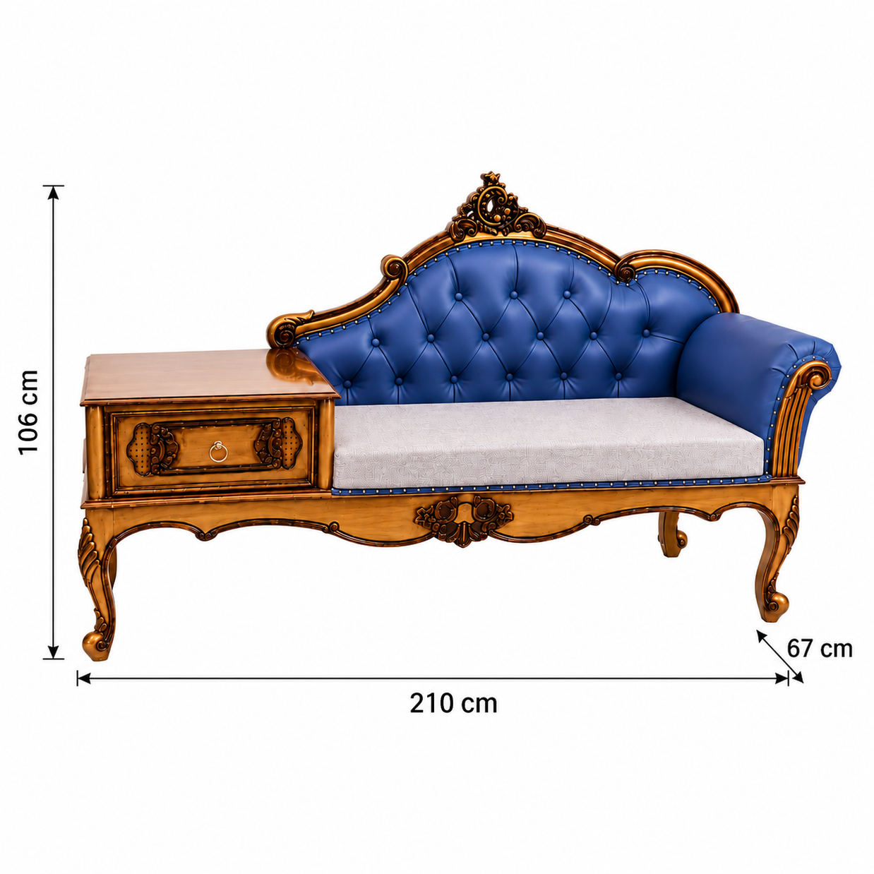 Luxury Antique Hand Carved Chaise Lounge Coffee And Phone Table With Storage