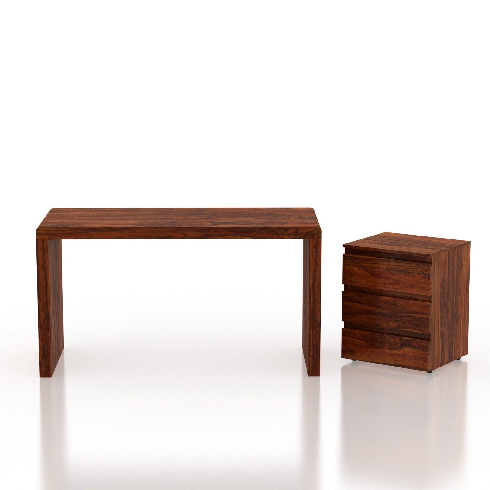 Sheesham Wood Detachable Storage Study Table - WoodenTwist