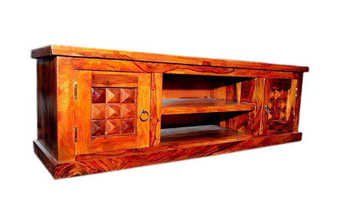 Sheesham Wood Diamond Design TV Unit - WoodenTwist