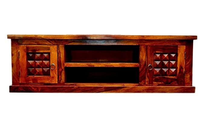 Sheesham Wood Diamond Design TV Unit - WoodenTwist