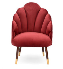 Mango Wood Peacock Chair In Velvet Red Colour - WoodenTwist