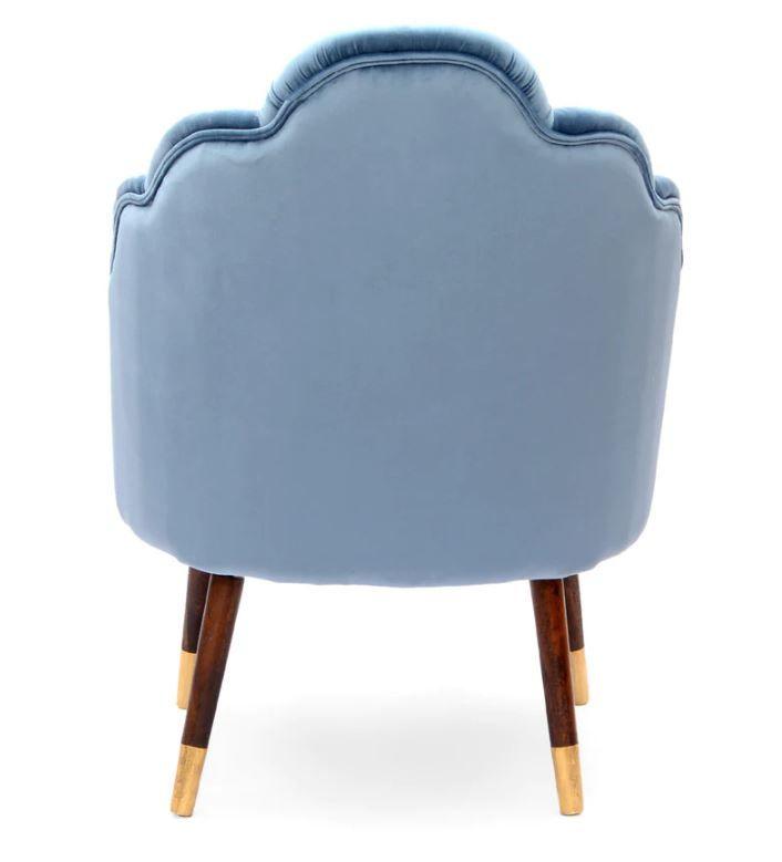 Mango Wood Peacock Chair In Cotton Blue Colour - WoodenTwist