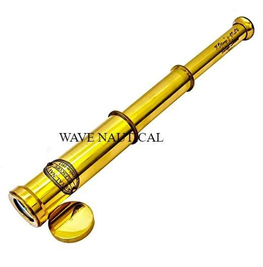 Royal Navy 12 inch Antique Full Brass Telescope with in Wood Box - WoodenTwist