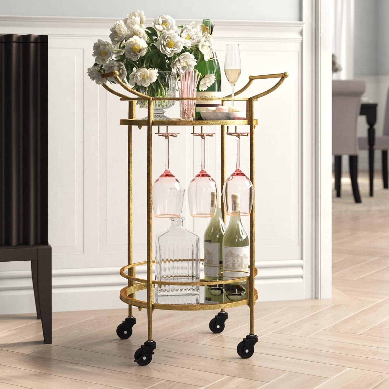 Elegant Golden Trolley Cart