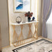 Opulent Golden Console Table - Modern Rectangular Marble Top - WoodenTwist