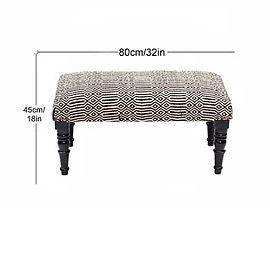 Mango Wood Bench In Cotton Black Colour - WoodenTwist