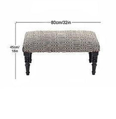 Mango Wood Bench In Cotton Black Colour - WoodenTwist