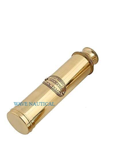Royal Navy 12 inch Antique Full Brass Telescope with in Wood Box - WoodenTwist