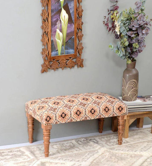 Mango Wood Bench In Cotton Brown Colour - WoodenTwist