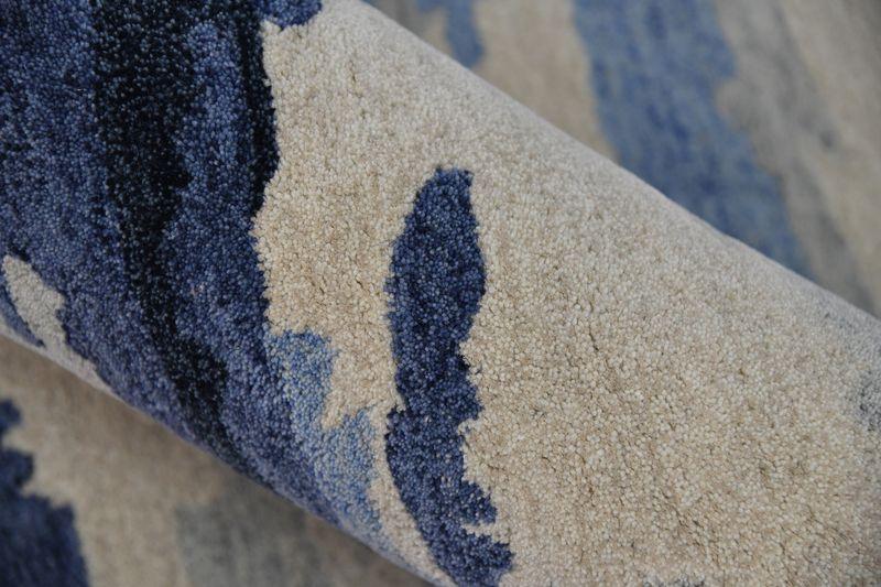 Carpet Navy Wool & Viscose Abstract Hand-Tufted - WoodenTwist