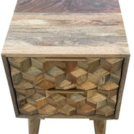 Wooden Twist Nucleus Carved Mango Wood Bedside Table - WoodenTwist