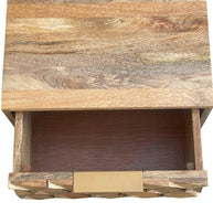 Wooden Twist Nucleus Carved Mango Wood Bedside Table - WoodenTwist
