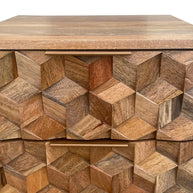 Wooden Twist Nucleus Carved Mango Wood Bedside Table - WoodenTwist