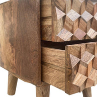 Wooden Twist Nucleus Carved Mango Wood Bedside Table - WoodenTwist
