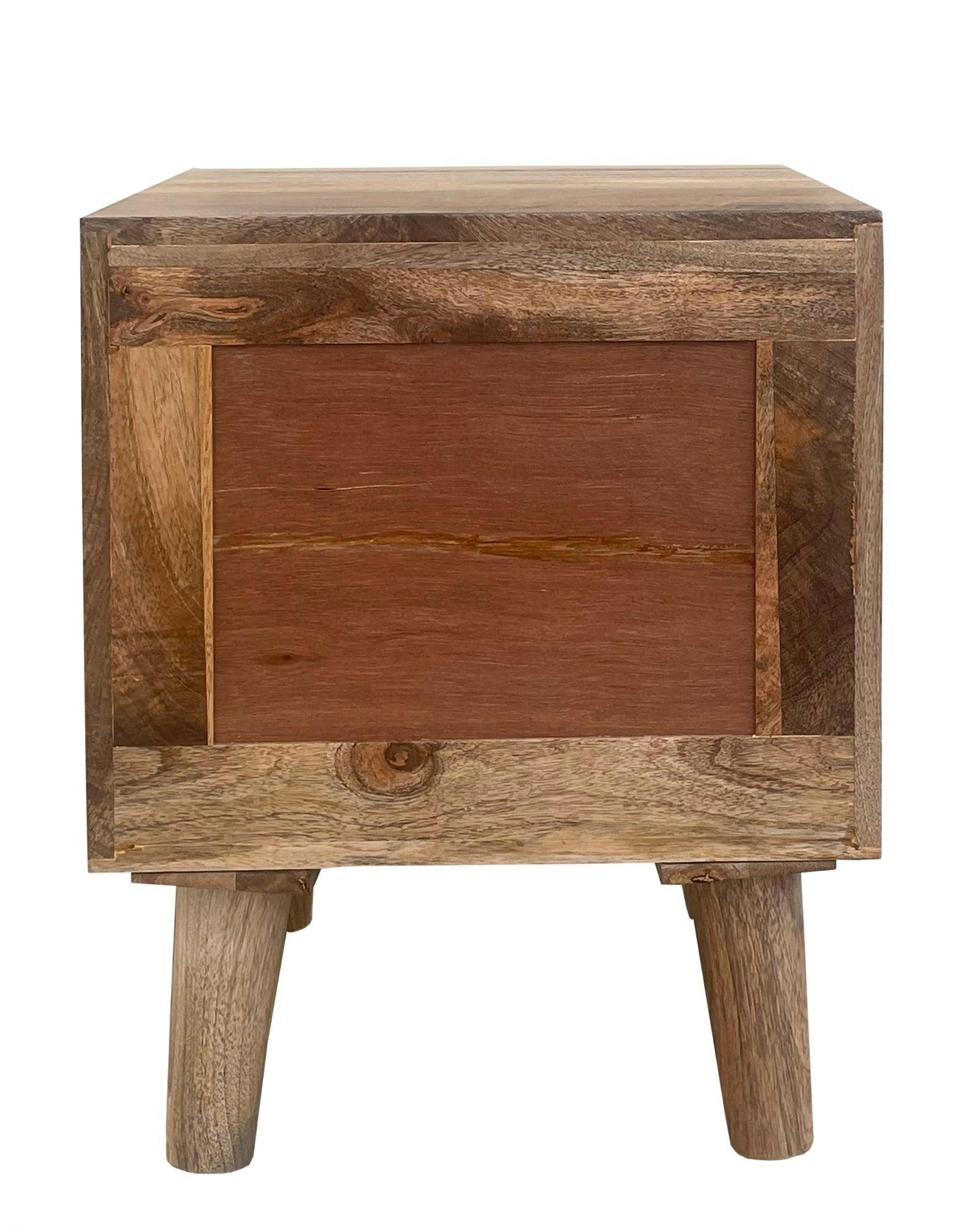 Wooden Twist Nucleus Carved Mango Wood Bedside Table - WoodenTwist