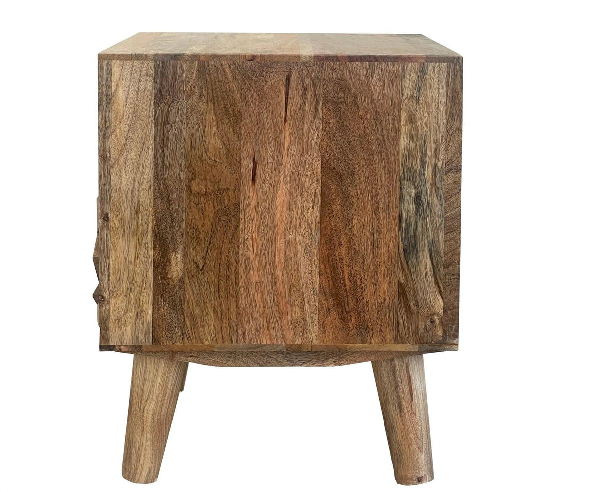 Wooden Twist Nucleus Carved Mango Wood Bedside Table - WoodenTwist